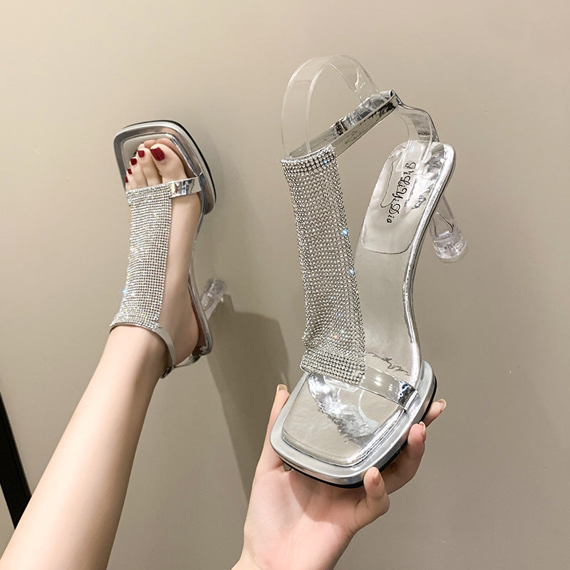 Orthopedic Balance Transparent Ankle Strap Block Heel Sandals