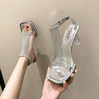 Orthopedic Balance Transparent Ankle Strap Block Heel Sandals