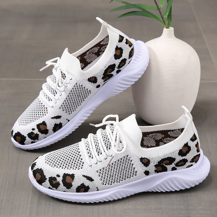 Orthopedic Balance White Leopard Print Sneakers - Unique And Stylish