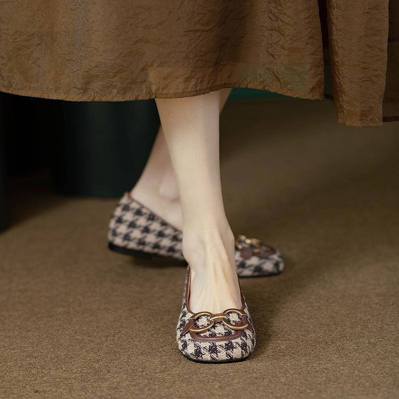 Orthopedic Balance | Chain Detail Tweed Ballet Flats