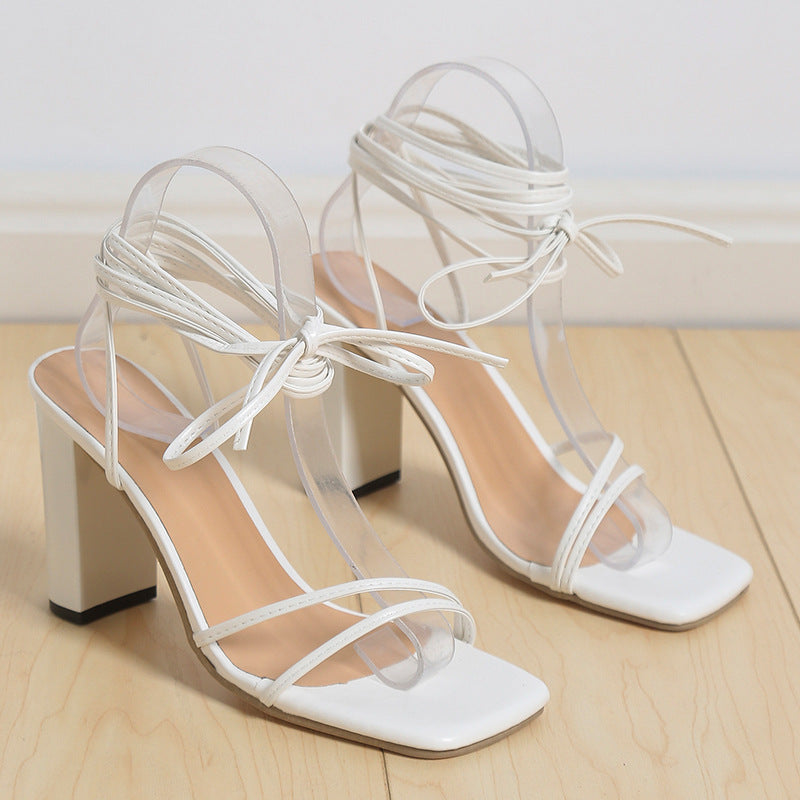 Orthopedic Balance Unique Lace-Up Sandals With A Square Heel For Summer