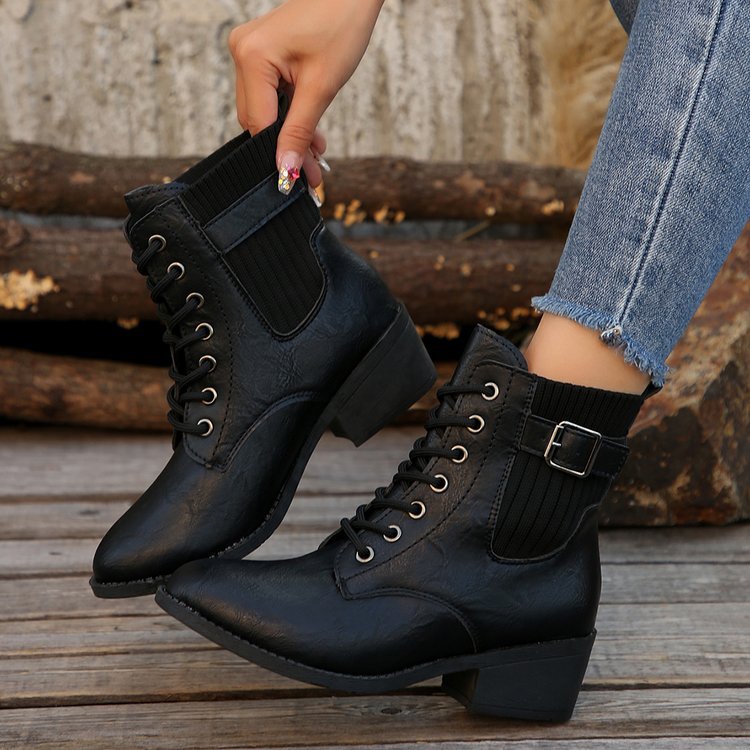 Orthopedic Balance Wedge Ankle Boots - Lace Up Comfort