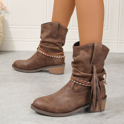 Orthopedic Balance Pleated Tassel Boots - Ergonomic Comfort