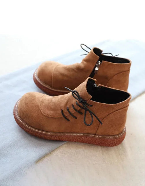 Liora | Soft Suede Side-Zip Casual Lace-Up Shoes
