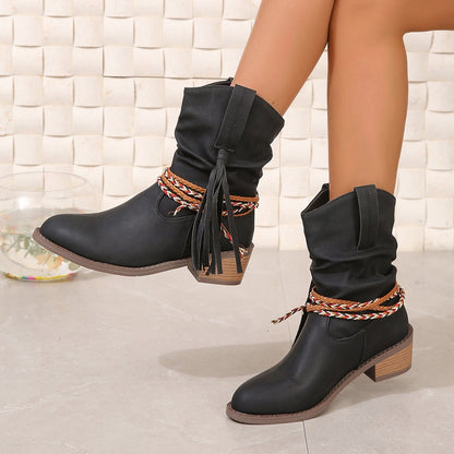 Orthopedic Balance Pleated Tassel Boots - Ergonomic Comfort