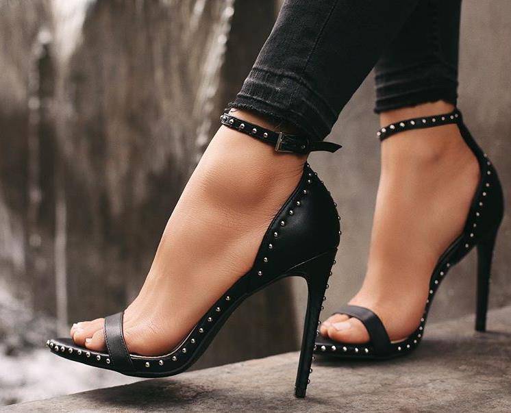 Orthopedic Balance Riveted Stiletto Heel Sandals, Unique Elegance 