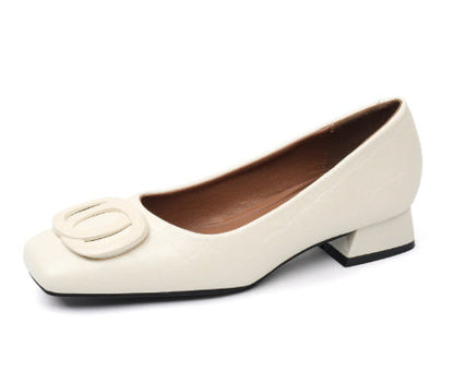 Orthopedic Balance Leather Pumps - Square Toe Low Heel