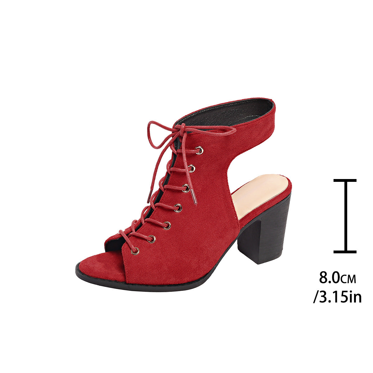 Orthopedic Balance Chunky Heel Lace-Up Sandals - Peep Toe