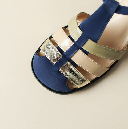 Orthopedic Balance Elegant Leather Sandals With A Chunky Heel And A Single Buckle
