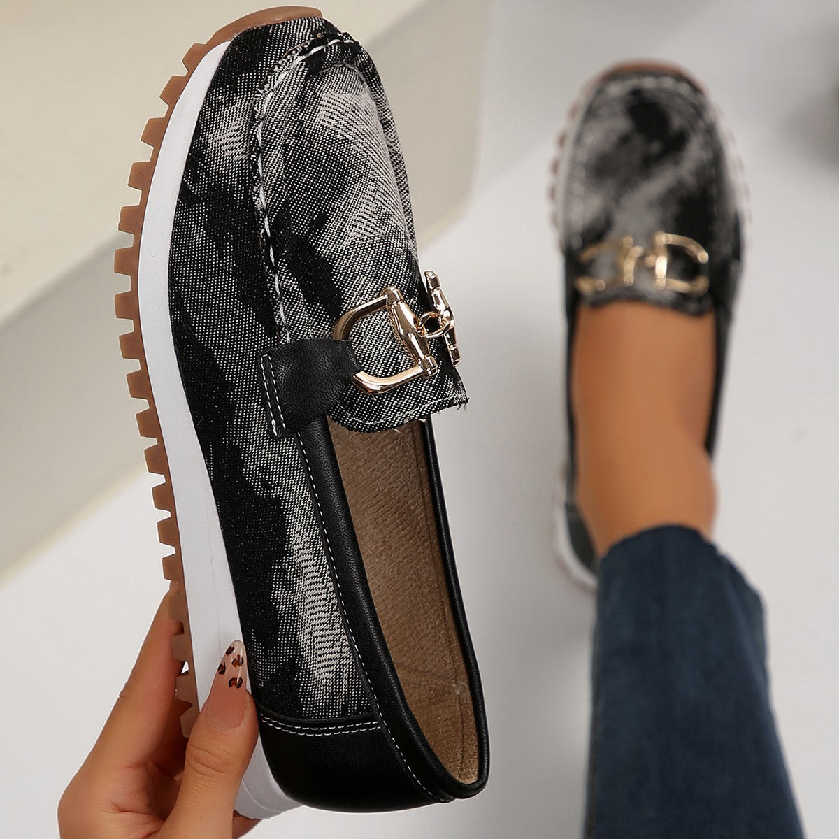 Orthopedic Balance Denim Comfort Loafers – Lightweight Slip-On Casual Walking Shoes