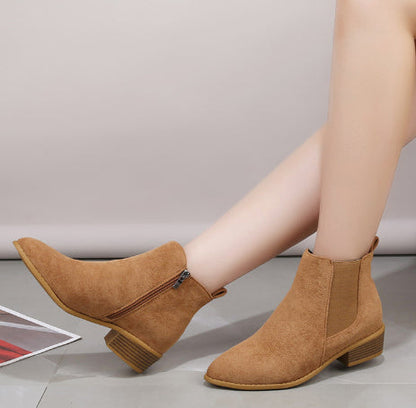 Orthopedic Balance Suede Ankle Boots - Thick Heel Comfort