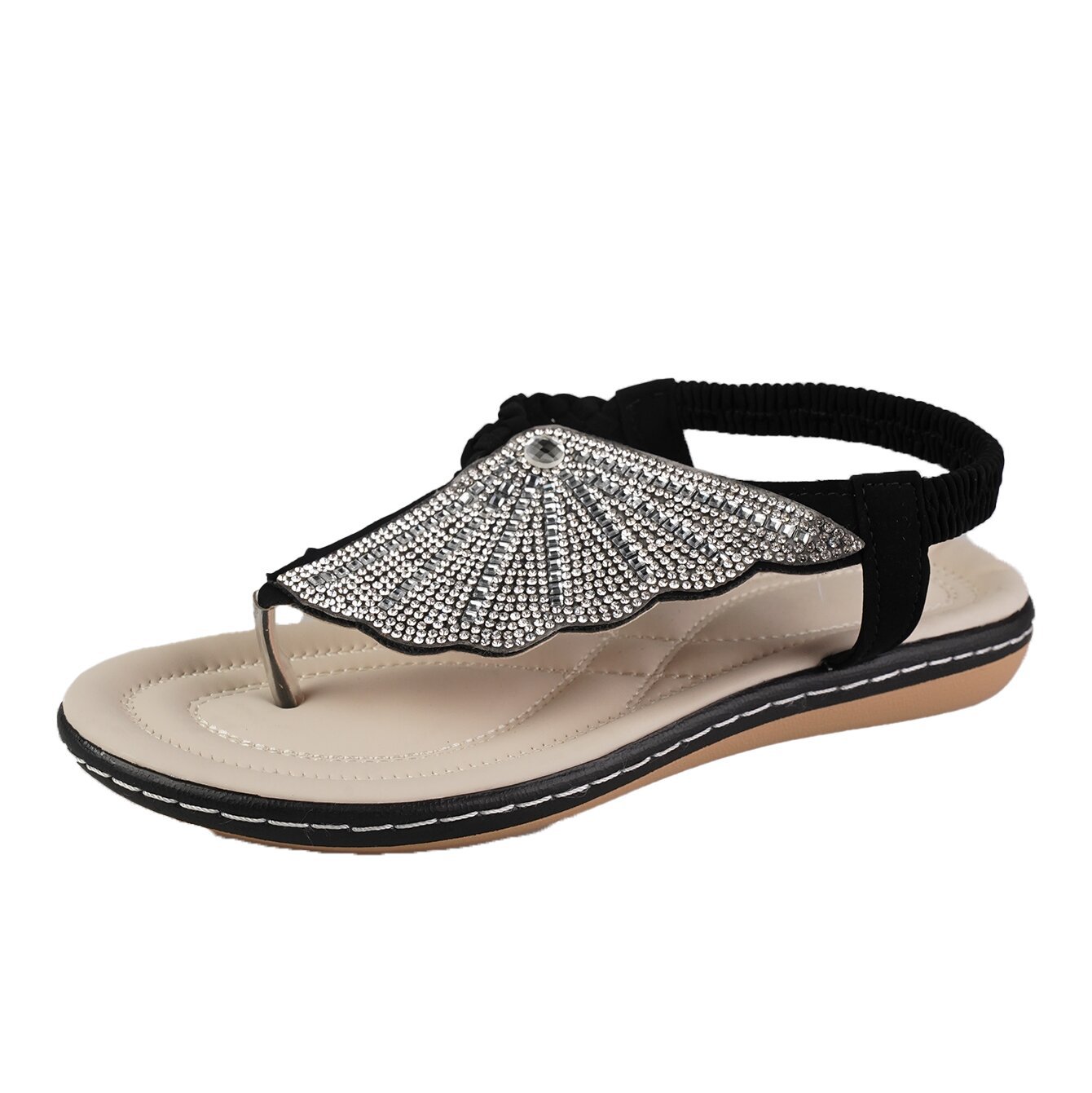 Orthopedic Balance Rhinestone Shell Sandals - Summer Elegance