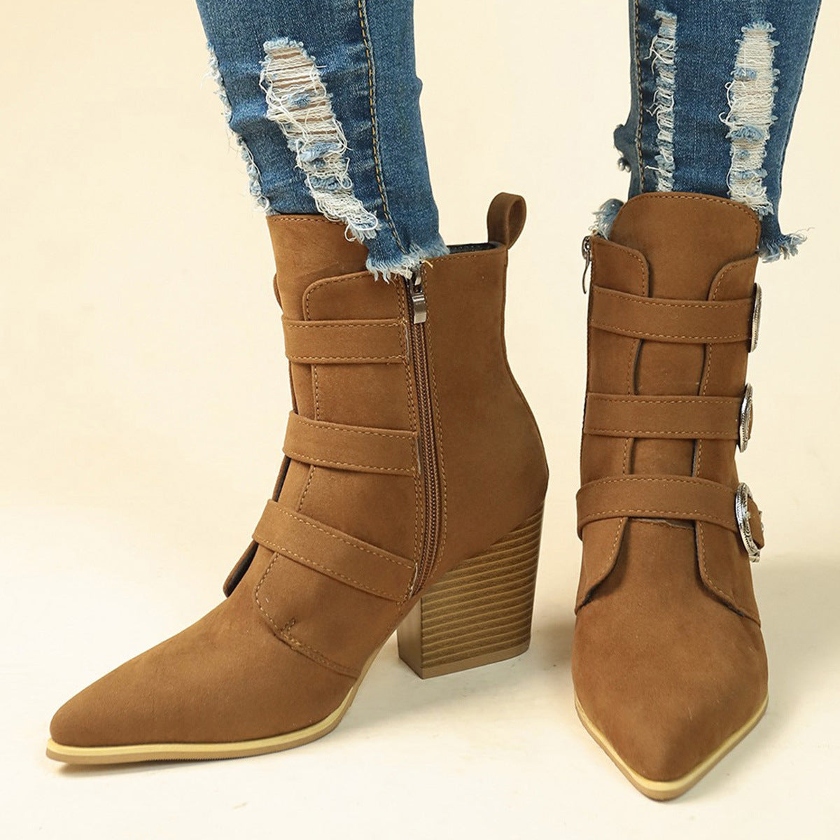 Orthopedic Balance Retro Buckle Boots - Chunky Heel Comfort