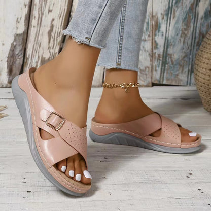 Orthopedic Balance Woven Comfort Wedge Sandals