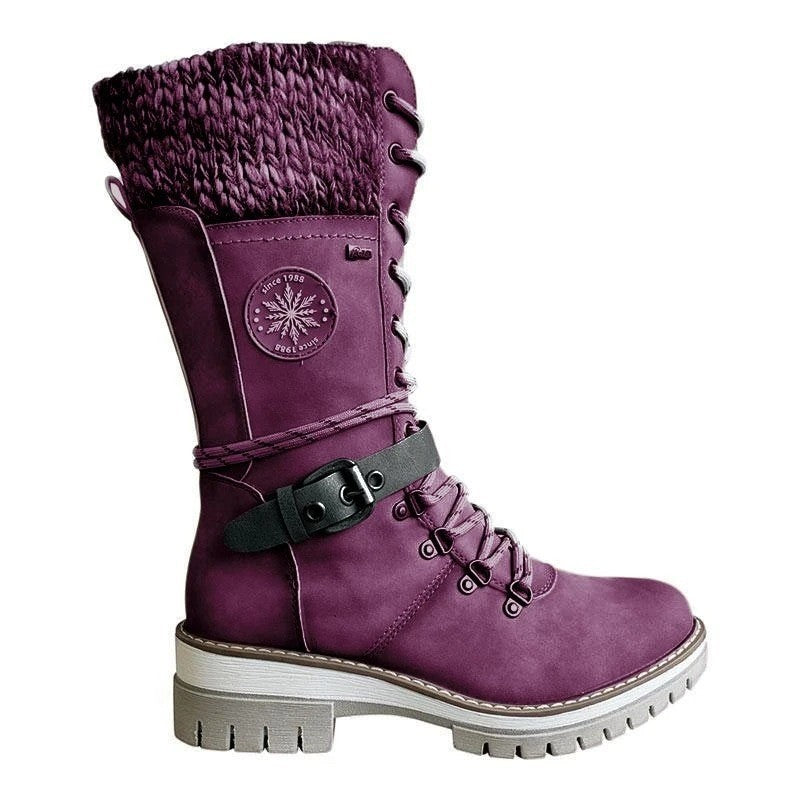 Makoto | Knit-Cuff Lace-Up Orthopedic Winter Boots