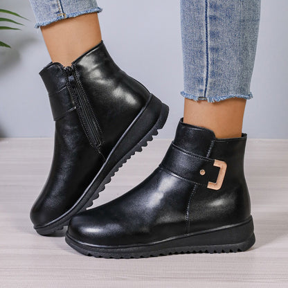 Orthopedic Balance Fleece Ankle Boots - Side Zipper, Non-Slip