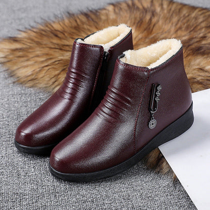Orthopedic Balance Fleece-Lined Leather Shoes - Flat Comfort