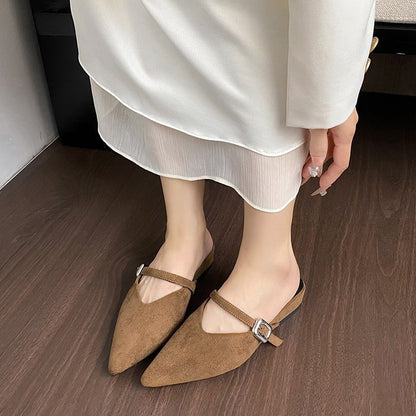 Orthopedic Balance | Pointed Toe Buckle Strap Slingback Flats