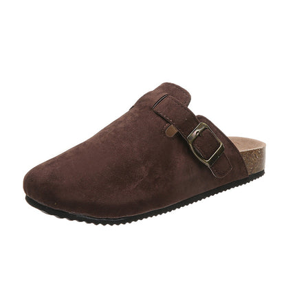 Orthopedic Balance Women’s Suede Clog Sandals – Adjustable Buckle Comfort Slides