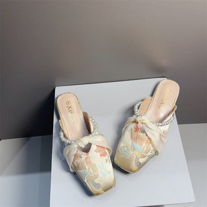 Orthopedic Balance Embroidered Slipper - Square Toe Comfort