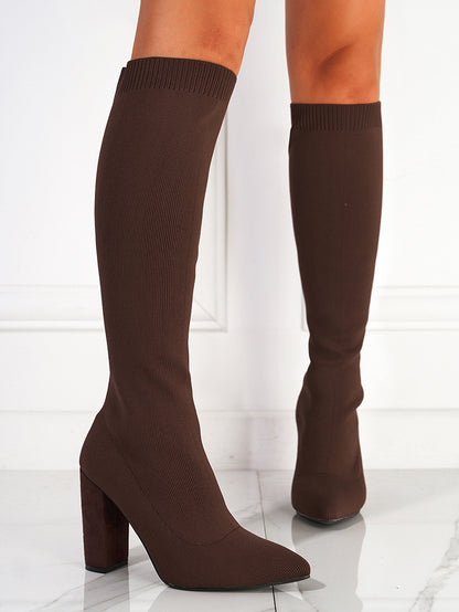 Meredith | Elegant Stretch-Knit Knee-High Orthopedic Heel Boots