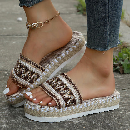 Wyneth | Women’s Orthopedic Bohemian Woven Platform Slide Sandals