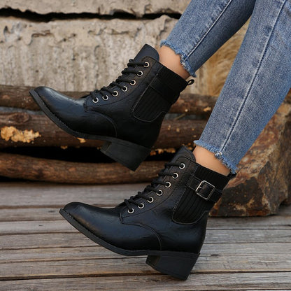 Orthopedic Balance Wedge Ankle Boots - Lace Up Comfort