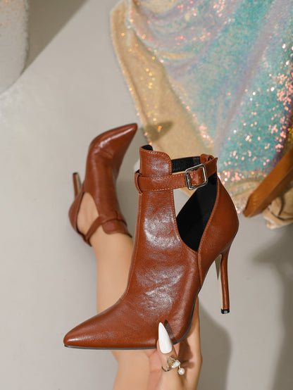 Orthopedic Balance Cut-Out Stiletto Sandals With Unique Buckle Design