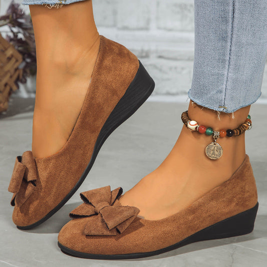 Orthopedic Balance Suede Shoes With Bow And Elastic - Unique Elegance
