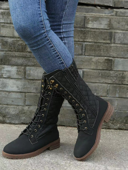 Anna | Quilted Lace-Up Winter Boots