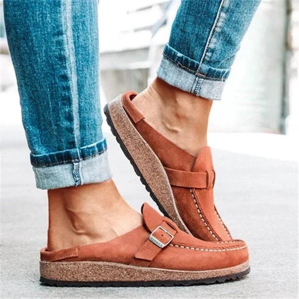 Isabel | Women’s Orthopedic Suede Slip-On Loafers with Buckle Detail