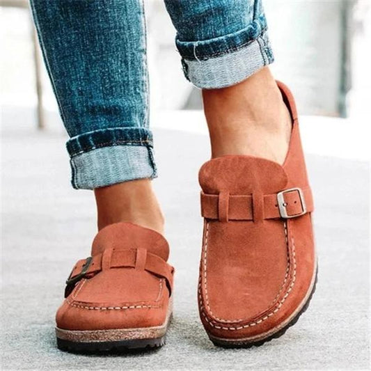 Isabel | Women’s Orthopedic Suede Slip-On Loafers with Buckle Detail