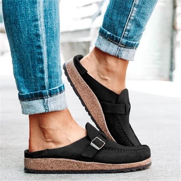 Isabel | Women’s Orthopedic Suede Slip-On Loafers with Buckle Detail