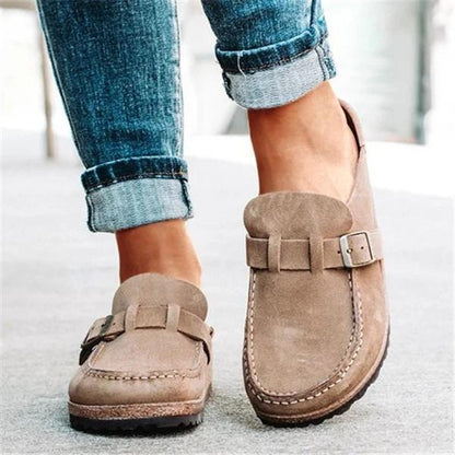 Isabel | Women’s Orthopedic Suede Slip-On Loafers with Buckle Detail