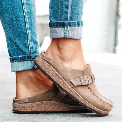 Isabel | Women’s Orthopedic Suede Slip-On Loafers with Buckle Detail