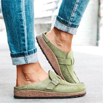 Isabel | Women’s Orthopedic Suede Slip-On Loafers with Buckle Detail