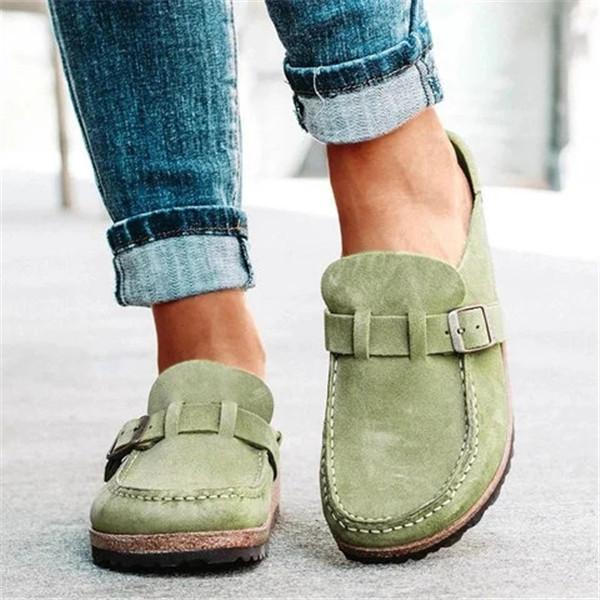 Isabel | Women’s Orthopedic Suede Slip-On Loafers with Buckle Detail