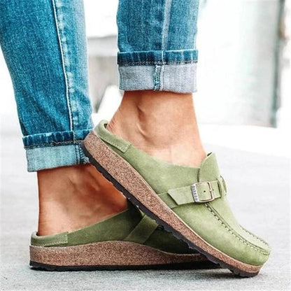 Isabel | Women’s Orthopedic Suede Slip-On Loafers with Buckle Detail
