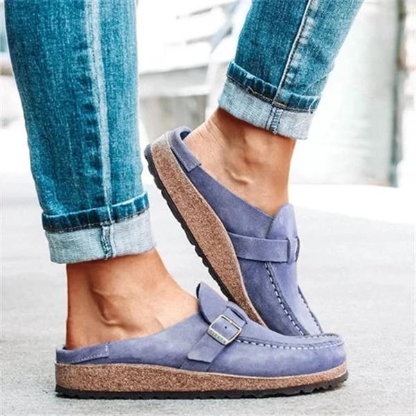 Isabel | Women’s Orthopedic Suede Slip-On Loafers with Buckle Detail