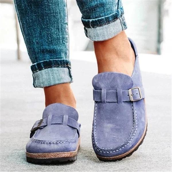 Isabel | Women’s Orthopedic Suede Slip-On Loafers with Buckle Detail