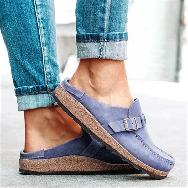 Isabel | Women’s Orthopedic Suede Slip-On Loafers with Buckle Detail