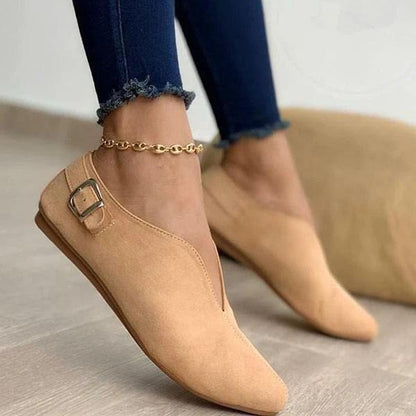 Heidi | Women’s Orthopedic Slip-On Suede Flats with Side Buckle