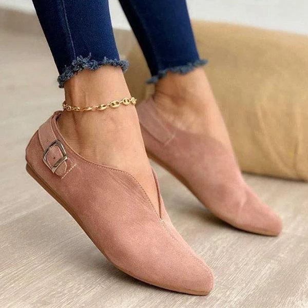 Heidi | Women’s Orthopedic Slip-On Suede Flats with Side Buckle