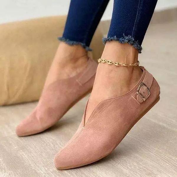 Heidi | Women’s Orthopedic Slip-On Suede Flats with Side Buckle