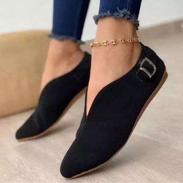 Heidi | Women’s Orthopedic Slip-On Suede Flats with Side Buckle