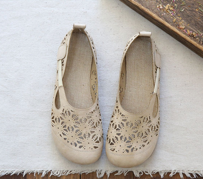 Jacqueline | Women’s Orthopedic Floral Cutout Leather Ballet Flats