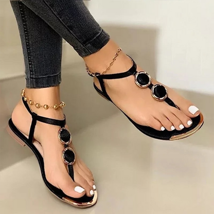 Gajra | Women’s Orthopedic Flat Sandals with Decorative Stones