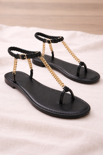 Orthopedic Balance Plus Size Sandals With Unique Metal Chain