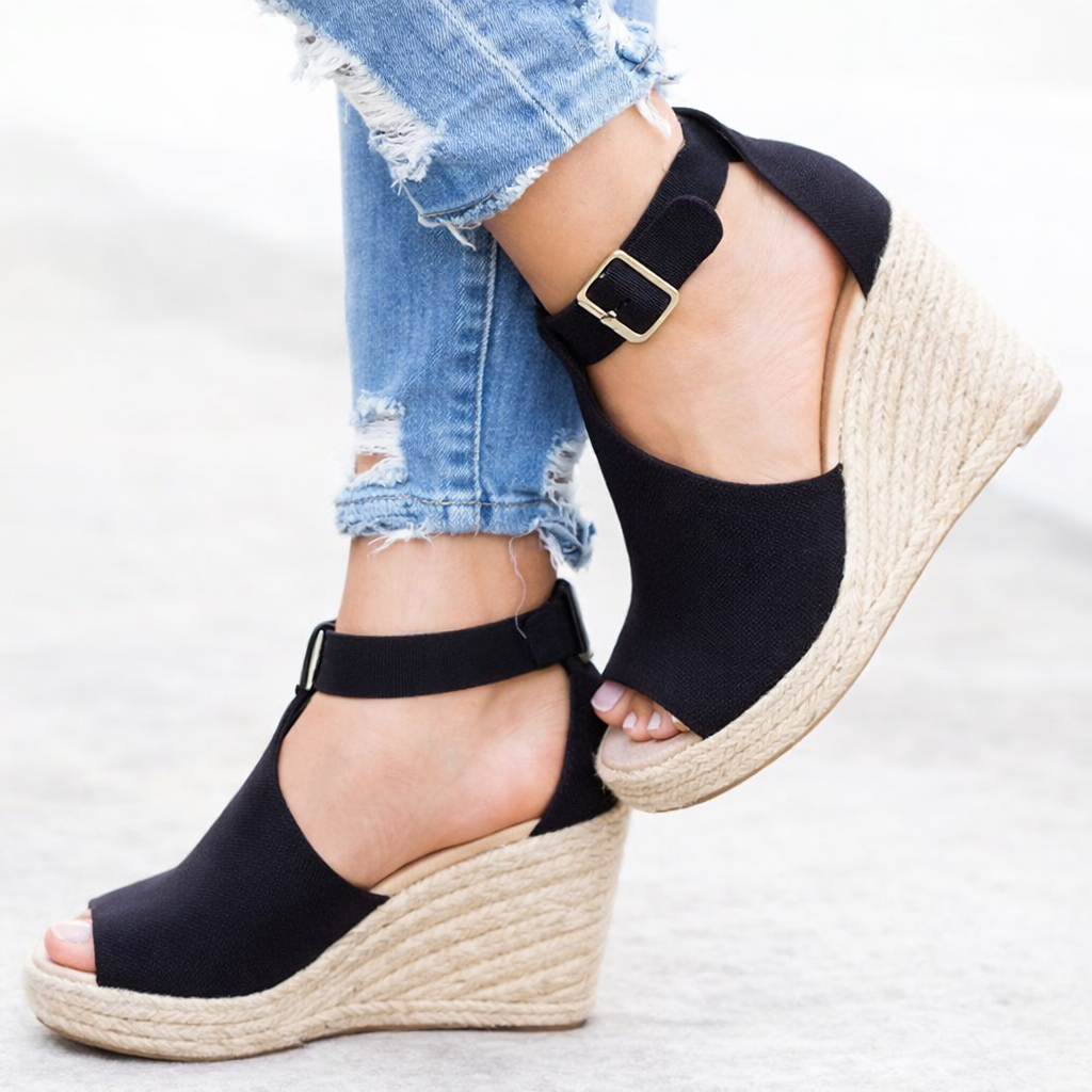 Orthopedic Balance Straw Wedge Sandals - Unique Elegance And Comfort