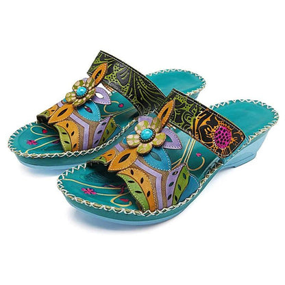 Ivory | Women’s Handcrafted Orthopedic Floral Slip-On Sandals